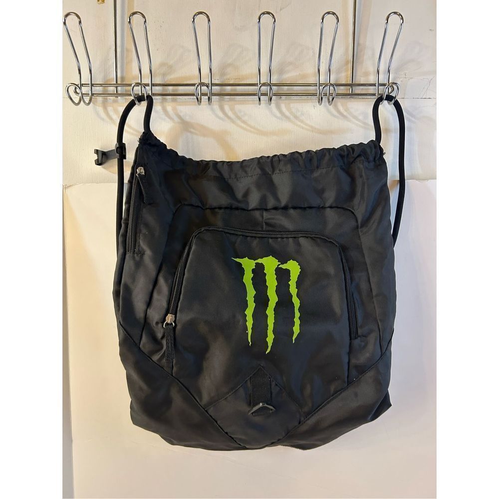 Monster‎ cinch tote bag 15x20” zippers Nylon backpack